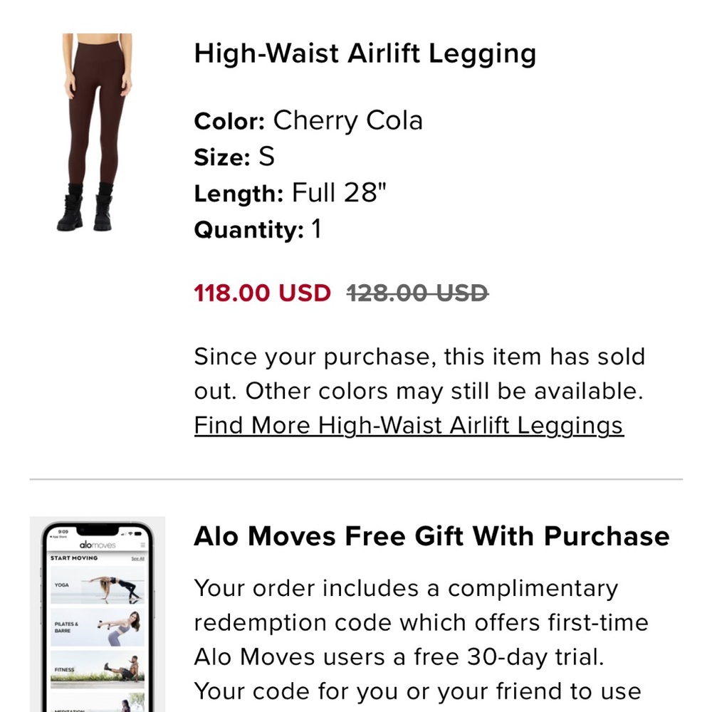 ALO Yoga High-Waist Airlift Legging in Cherry Cola (2021)